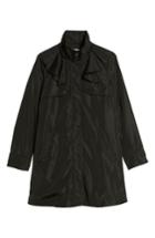 Women's Via Spiga Ruffle Detail Packable Raincoat - Black