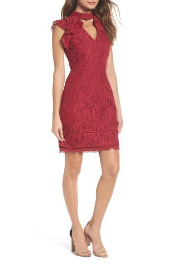 Women's Adelyn Rae Delilah Lace Sheath Dress - Burgundy