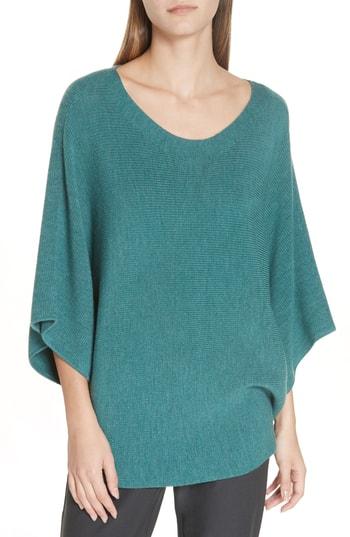 Women's Eileen Fisher Kimono Sleeve Merino Wool Sweater, Size - Green