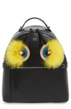 Fendi 'monster' Leather Backpack With Genuine Fox Fur & Snakeskin Trim -