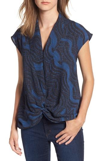 Women's Trouve Twist Front Knot Top, Size - Blue