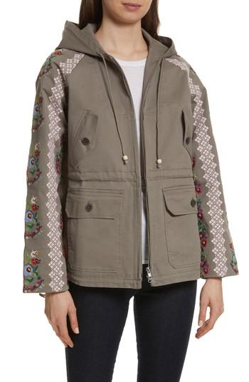 Women's Needle & Thread Cross Stitch Flower Parka - Beige
