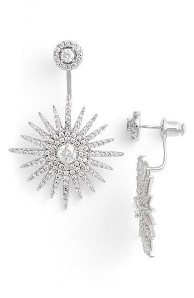 Women's Cz By Kenneth Jay Lane 'starburst' Cubic Zirconia Drop Back Earrings
