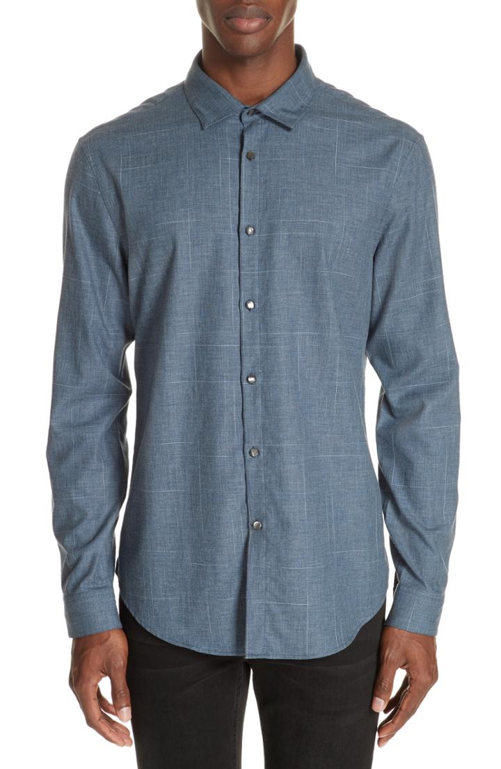 Men's John Varvatos Collection Abstract Windowpane Sport Shirt - Blue