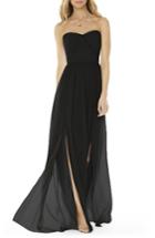Women's Social Bridesmaids Strapless Georgette Gown - Black
