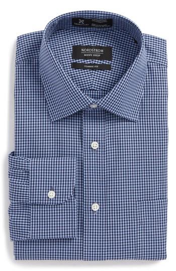 Men's Nordstrom Men's Shop Smartcare Classic Fit Check Dress Shirt .5 32 - Blue