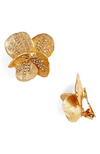 Women's Oscar De La Renta Brushed Pave Stud Earrings