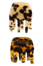 Tasha 2-pack Leopard Jaw Hair Clips, Size - Brown