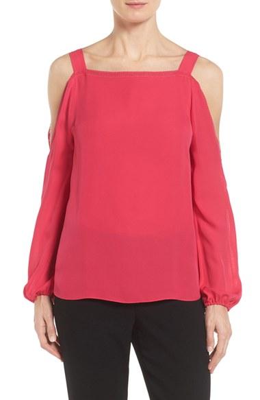 Women's Elie Tahari Lindy Cold Shoulder Silk Blouse