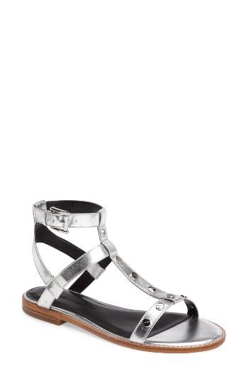 Women's Rebecca Minkoff Sandy Studded T-strap Sandal .5 M - Metallic