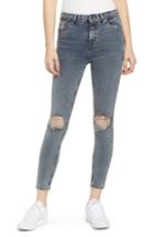 Women's Topshop Jamie Ripped Skinny Jeans W X 30l (fits Like 27w) - Grey