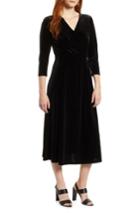 Women's Chaus Velvet Wrap Style Dress - Black