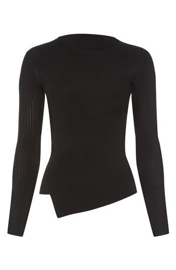 Women's Topshop Boutique Slash Neck Asymmetrical Top Us (fits Like 0) - Black