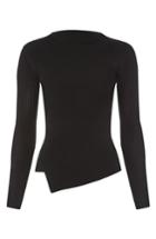 Women's Topshop Boutique Slash Neck Asymmetrical Top Us (fits Like 0) - Black
