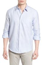 Men's Vilebrequin Stripe Linen Blend Sport Shirt, Size - Blue