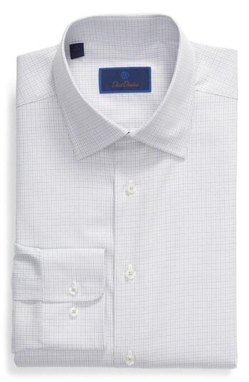 Men's David Donahue Regular Fit Check Dress Shirt .5 - 34/35 - Brown