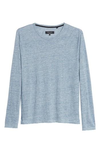 Men's Rag & Bone Owen Linen Long Sleeve T-shirt, Size - Blue