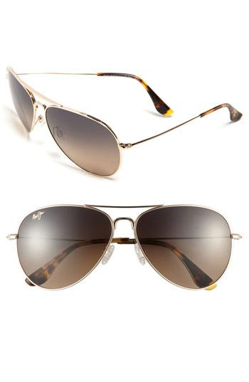 Maui Jim 'mavericks' 61mm Aviator Sunglasses Gold/ Bronze