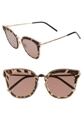 Women's Jimmy Choo Niles 63mm Oversize Cat Eye Sunglasses - Gold Black Leopard
