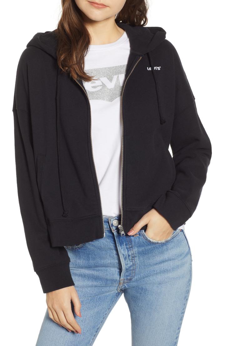 Women's Levi's Shortee Full Zip Hoodie - Black