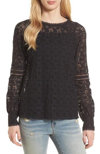 Women's Hinge Lace Top, Size - Black