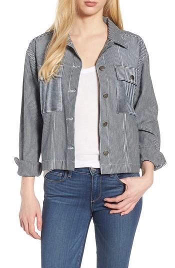 Women's Splendid Stripe Crop Jacket - Blue