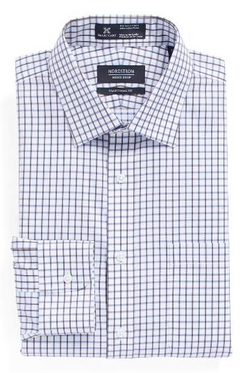 Men's Nordstrom Men's Shop Smartcare(tm) Extra Trim Fit Check Dress Shirt .5 34/35 - Blue