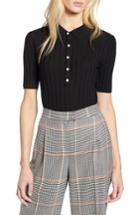 Women's Halogen X Atlantic-pacific Ribbed Polo Sweater - Black