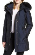 Women's Cole Haan Signature Faux Fur Silky Down Parka - Blue