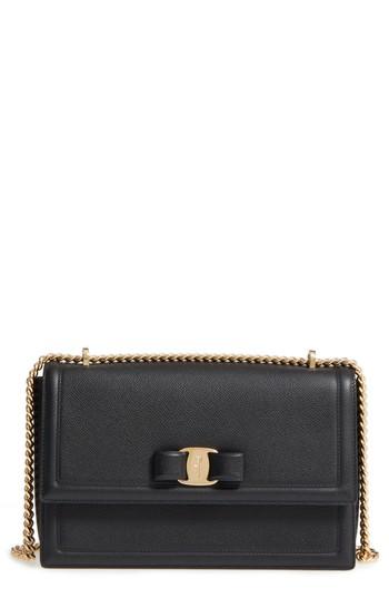 Salvatore Ferragamo Medium Grained Leather Bow Shoulder Bag - Grey