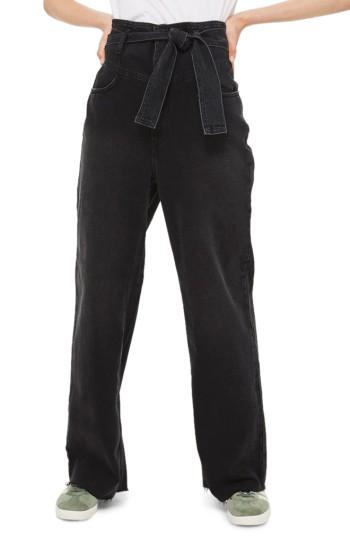 Women's Topshop Belted Wide Leg Jeans