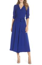 Women's Eliza J Ruched Sleeve Wide Leg Jumpsuit - Blue