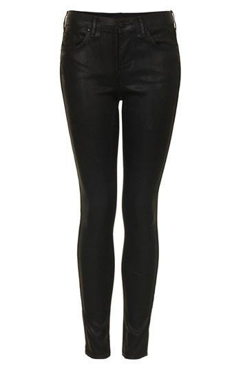 Topshop Moto 'leigh' Coated Skinny Jeans (black) (short) Womens