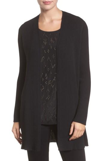 Women's Eileen Fisher Long Wool Cardigan - Black
