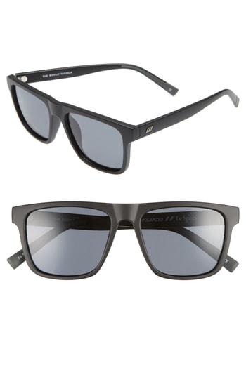Women's Le Specs The Boss 55mm Rectangle Polarized Sunglasses - Matte Black