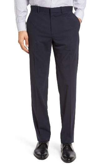 Men's Theory Marlo New Tailor 2 Flat Front Solid Stretch Wool Trousers - Blue