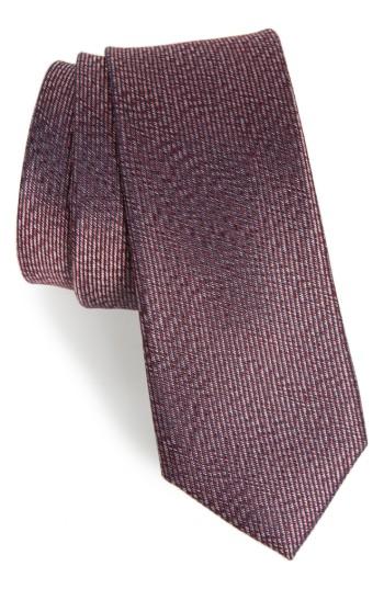 Men's Calibrate Heathered Solid Silk Tie, Size - Red