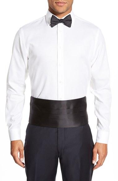 Men's David Donahue Cummerbund & Pre-tied Bow Tie Set, Size - Black