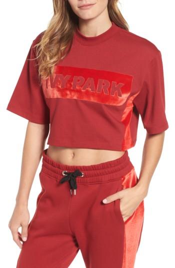 Women's Ivy Park Velvet Logo Crop Sweatshirt - Red