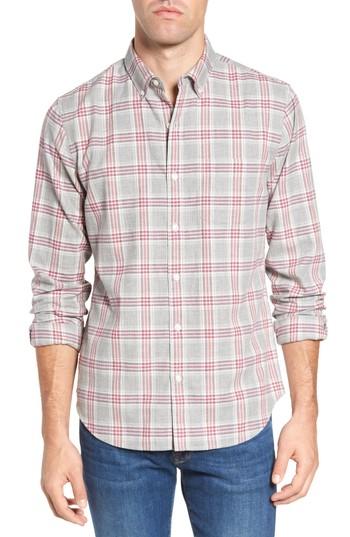 Men's Bonobos Slim Fit Washed Plaid Herringbone Sport Shirt - Grey