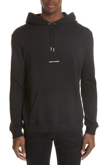 Men's Saint Laurent Logo Gauche Hoodie - Black