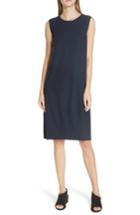 Women's Eileen Fisher Boiled Wool Jersey Crewneck Shift Dress, Size - Blue