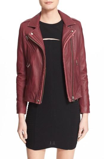 Women's Iro Leather Moto Jacket Us / 36 Fr - Burgundy