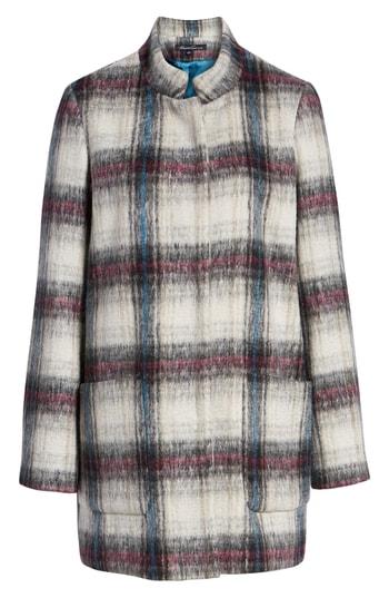 Women's Kenneth Cole New York Drop Shoulder Plaid Wool Blend Coat