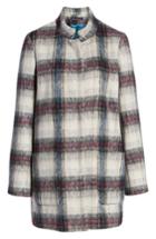 Women's Kenneth Cole New York Drop Shoulder Plaid Wool Blend Coat