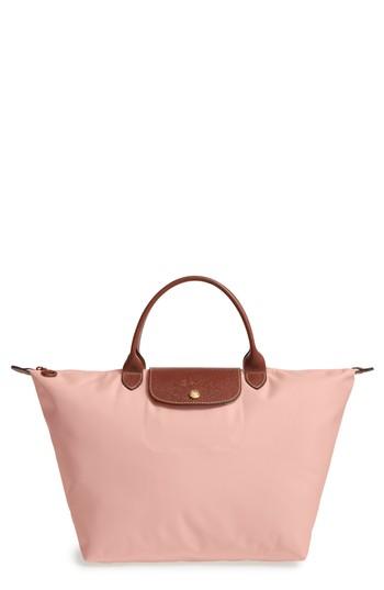 Longchamp 'medium Le Pliage' Nylon Top Handle Tote - Pink