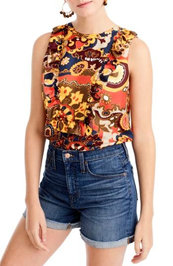 Women's J.crew Darwin Silk Twill Tank - Orange