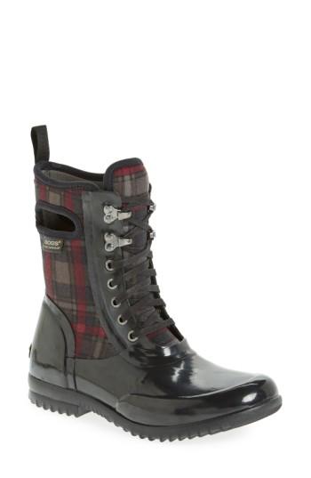 Women's Bogs 'sidney' Tall Waterproof Lace-up Boot M - Black