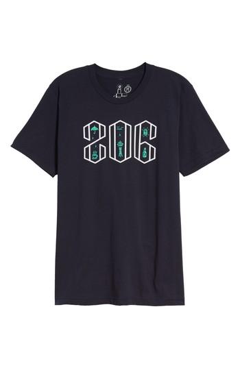 Men's Casual Industrees Area Code Icons Graphic T-shirt, Size - Blue