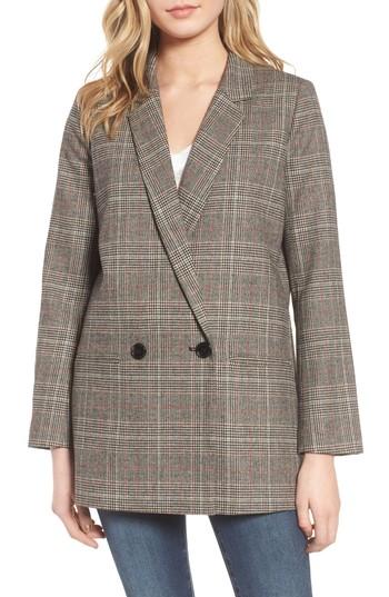Women's Mural Oversize Plaid Blazer - Brown